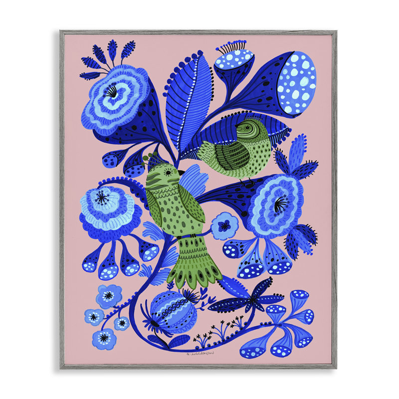 Giclée d'oiseaux dans la nature de style populaire, design par Kay Widdowson, Estampe numérique Farmhouse, H 20 po x l 16 po