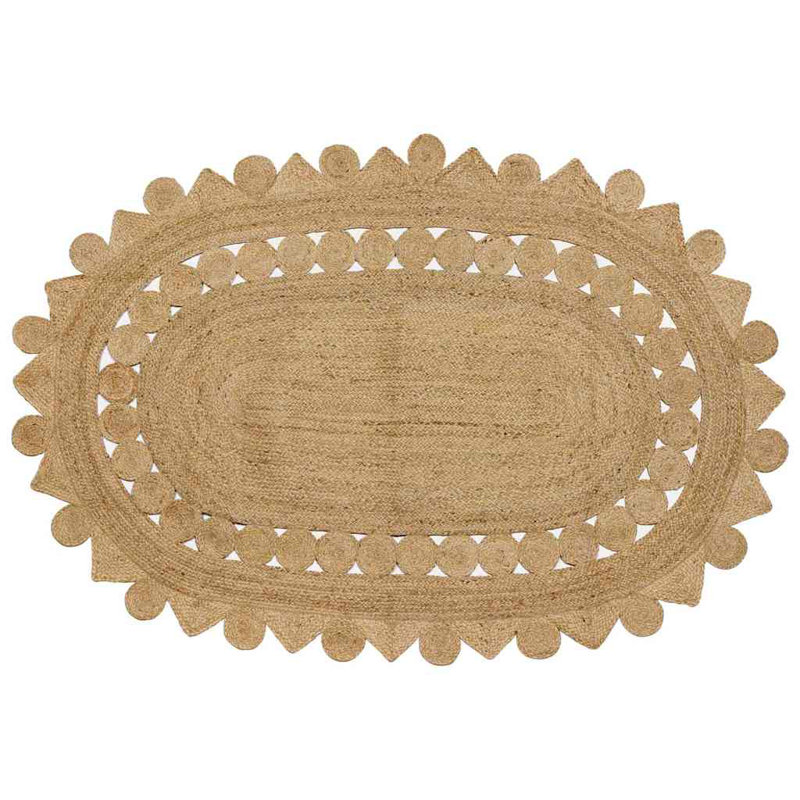 Oval Linen Hand Hooked Area Rug, Oval 205 x 305 cm