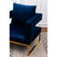 Fauteuil bleu luxueux - revêtu de velours fin, de structure métallique, carré, avec accoudoirs confortables pour une détente