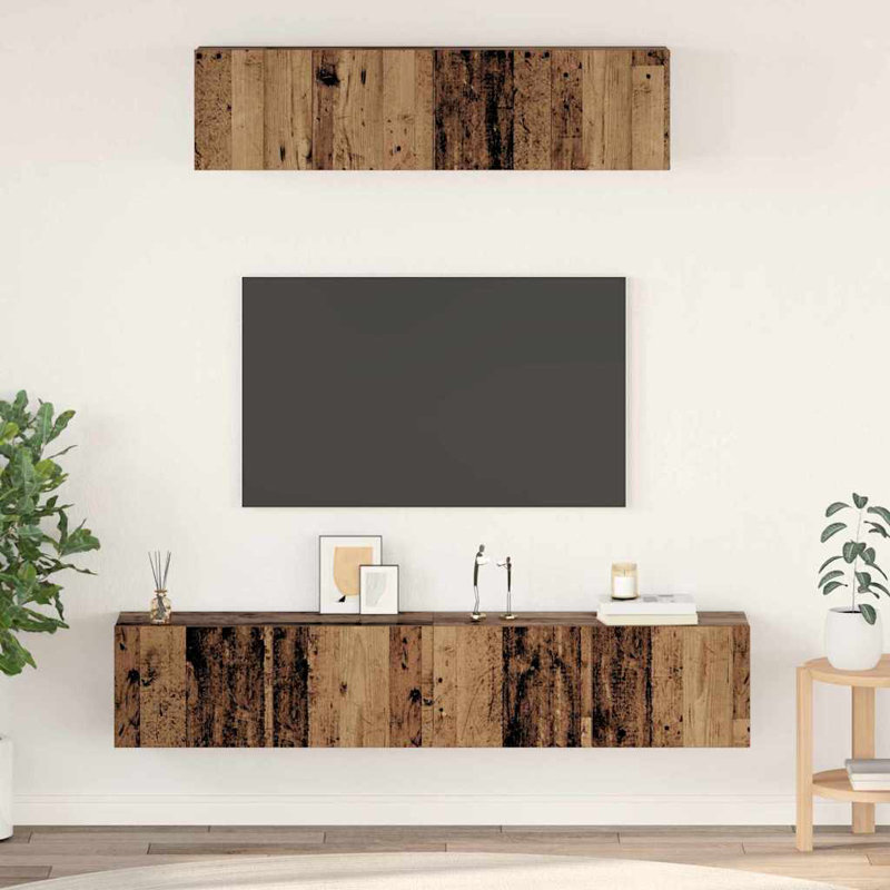 TV Cabinet Set 4 Pcs Medium 80 X 30 X 30 Cm, Old Wood