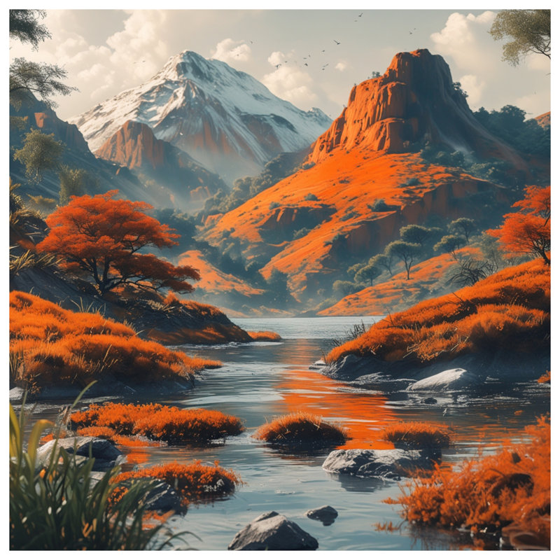 Snow Capped Mountains River Comforter, Twin