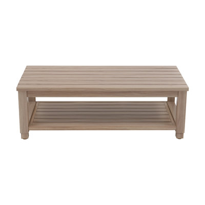 2-Tier Slatted Patio Aluminum Coffee Table