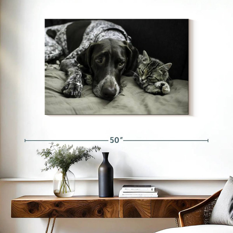 Dog And Cat Friends, 26" H x 39" W