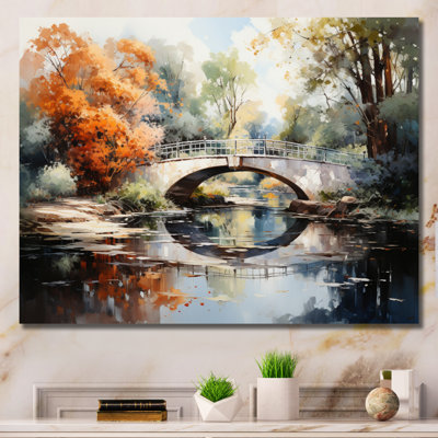 Maahika " Maahika Beige Bridge Impressionist Crossing An II " Mixed Media Print