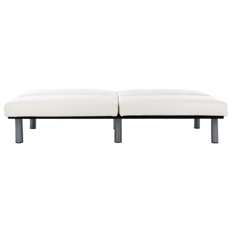 Lit futon pliable Kailee, Mélange de polyester blanc