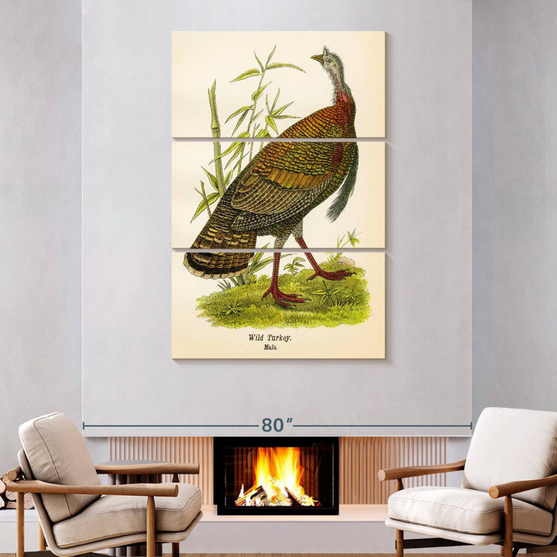 Brampt Wild Turkey Lithograph, 74" H x 48" W