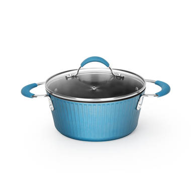 Spice by Tia Mowry Savory Saffron Healthy Nonstick 5-Quart Dutch Oven  W/Steamer Insert - Aqua Blue 