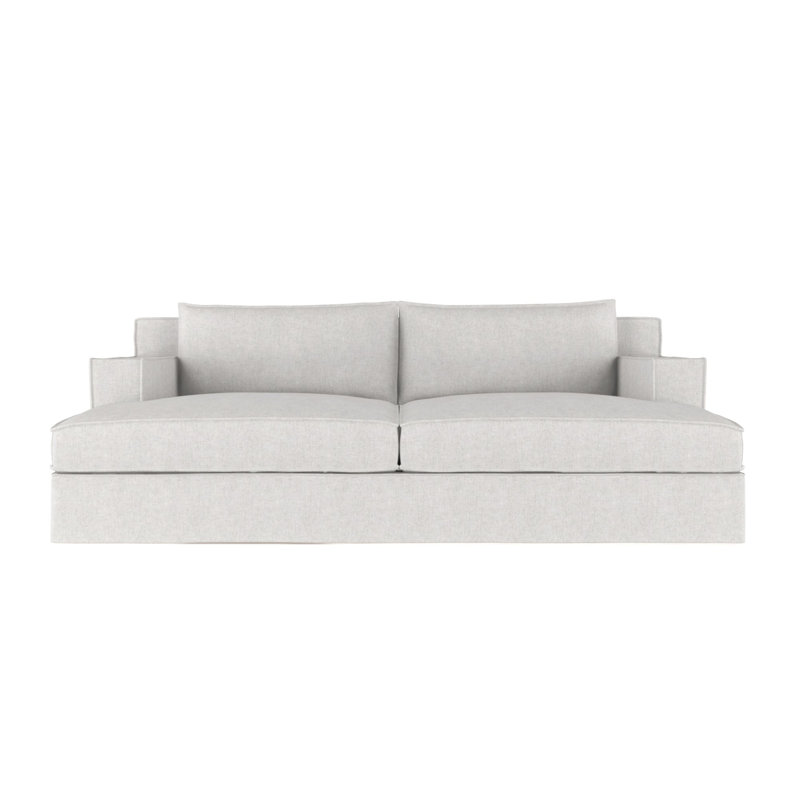 Mulberry Square Track-Arm Daybed with Flange Seam, Plush Velvet Silver Streak, Weathered