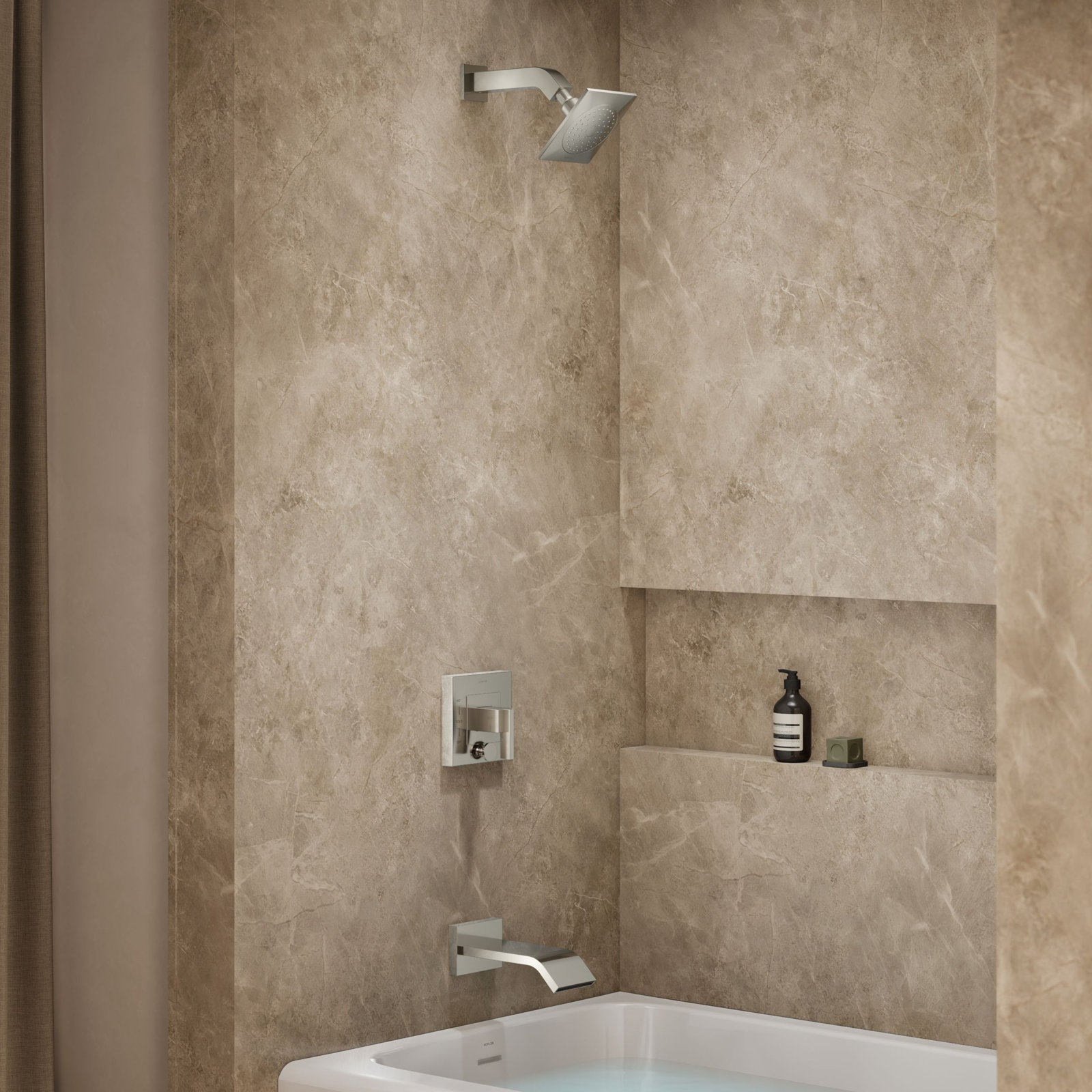 Loure Rite-Temp Bath and Shower Trim Set, Vibrant Polished Nickel