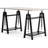 Adjustable Height Mixed Media Desk With Storage Shelves And Urban Farmhouse Design