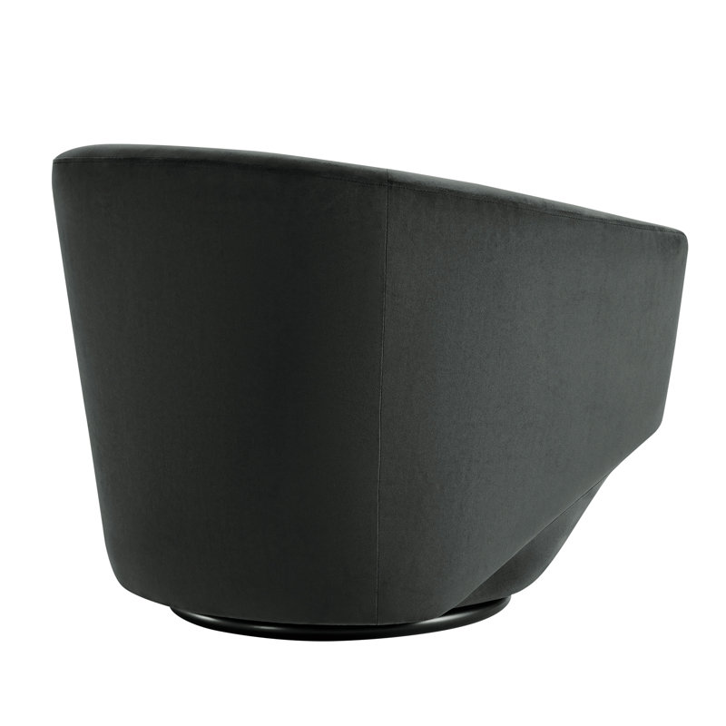 Fauteuil demi-tonneau pivotant en velours Elexi, Gris foncé performance