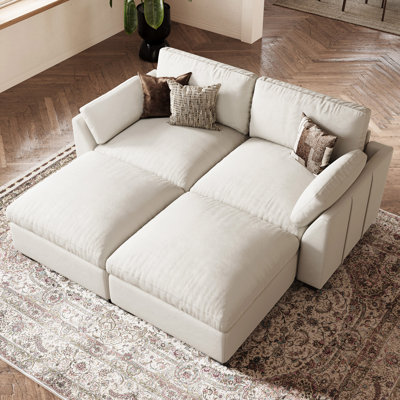 Velours et large canapé-lit modulaire moelleux et moelleux avec housse de coussin amovible