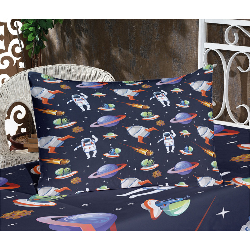 Multicolore drap-housse et coussin décoratif Ambesonne Alien, Ensemble de draps pour lit simple TG + 3 articles 