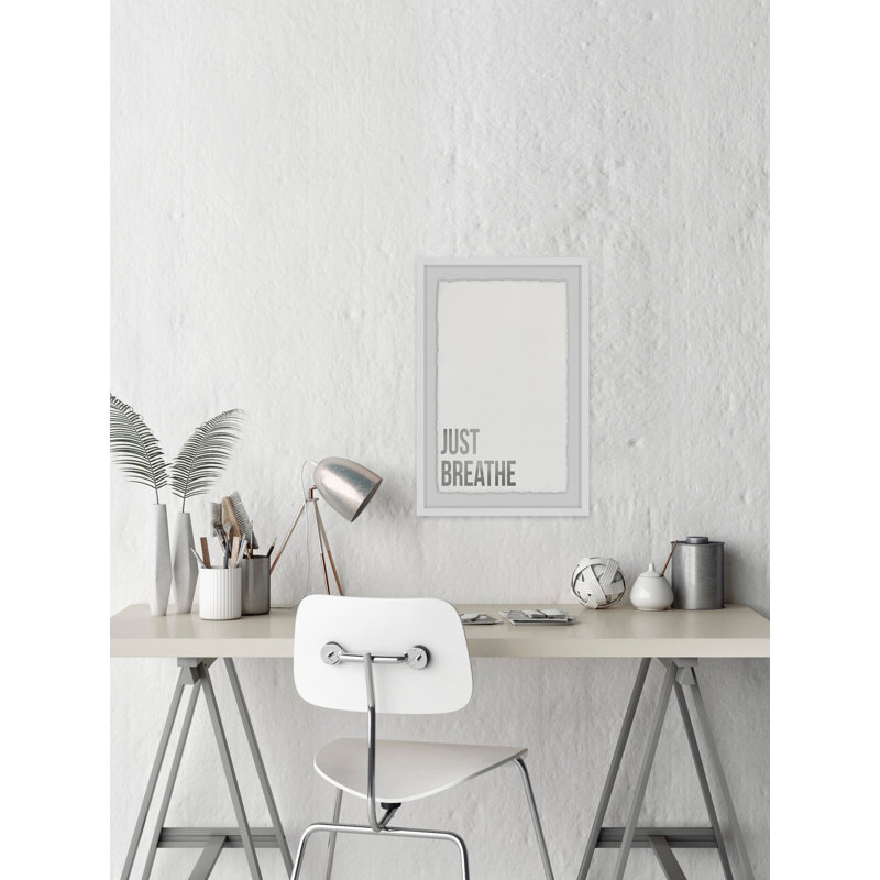 Aj Just Breathe - Art textuel sur papier avec cadre, H 12 po x l 8 po x P 1,5 po