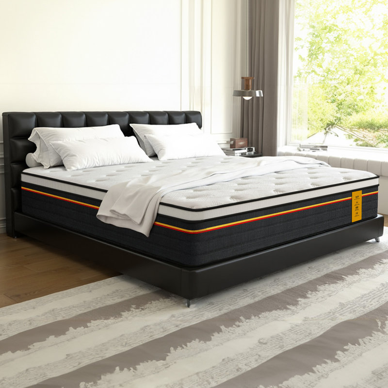 Queen Mattress 12 Inch Hybrid Mattress With Ergonomic Wave Pillows Set Of 2 - Medium Firm - Pressure Relief & Edge Support,Certipur-US Certified