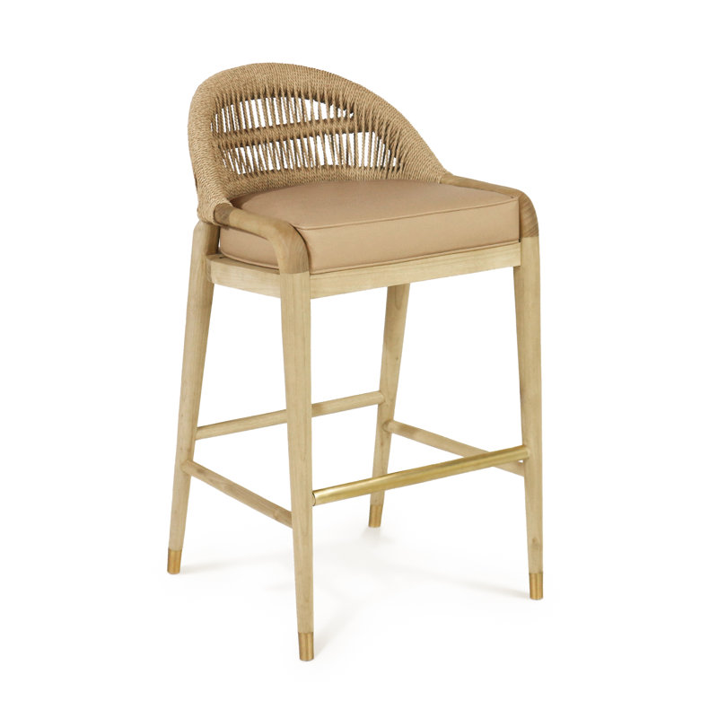 Kendari Blonde Rope-Backed & Upholstered Bar Stool