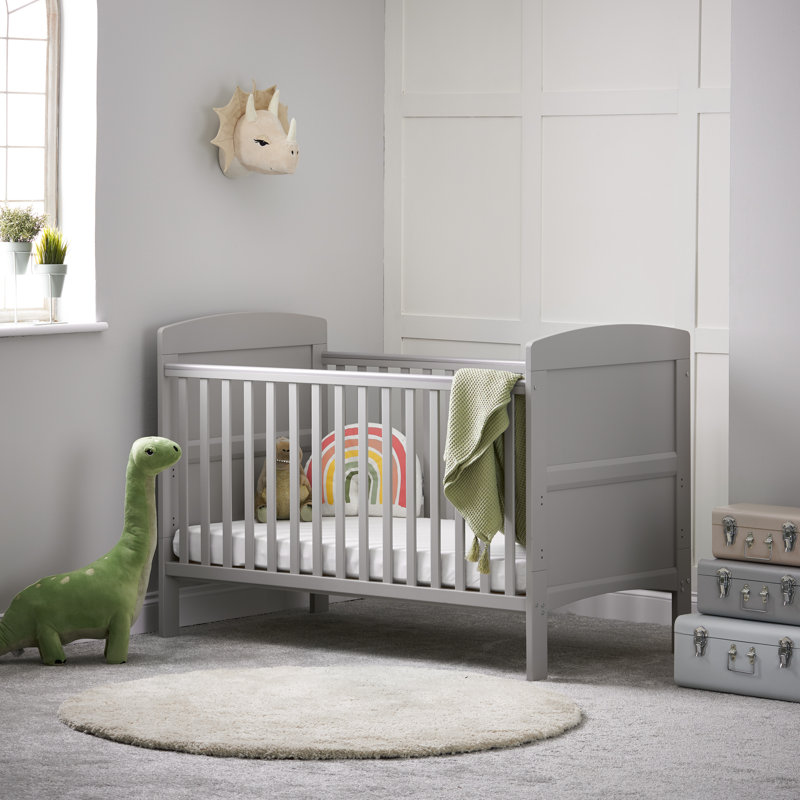 Grace Cot Bed with Fibre Mattress, Warm Grey