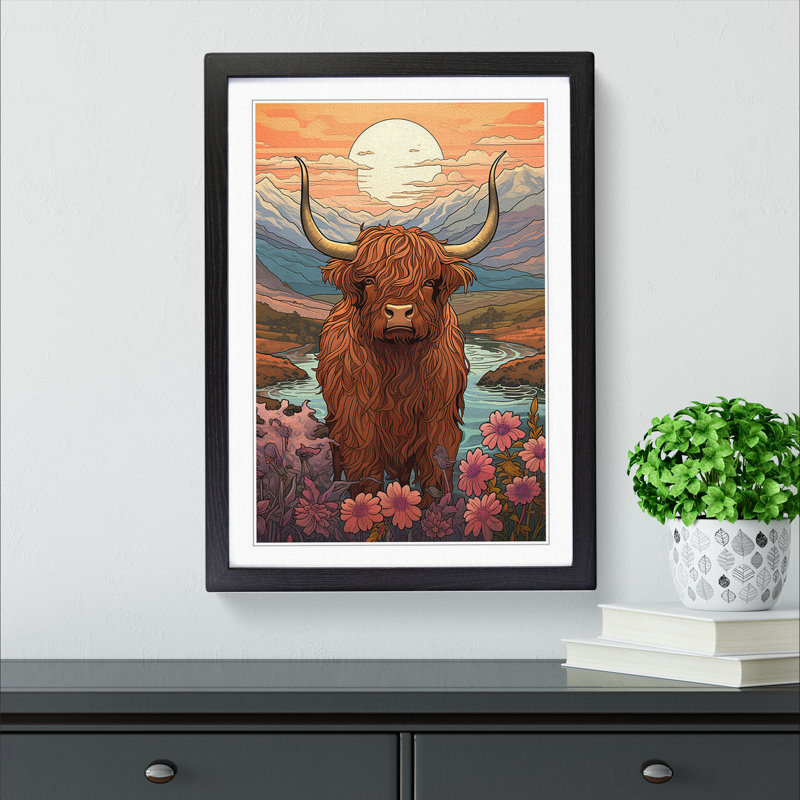 Highland Cow Nouveau - Framed Print