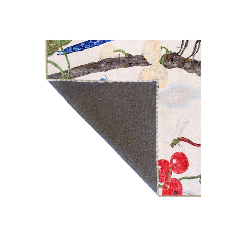 Tapis multicolore à motif d'insectes et de fruits à motif d'insectes lavable à la machine, Rectangle 2 pi 6 po x 4 pi 11 po