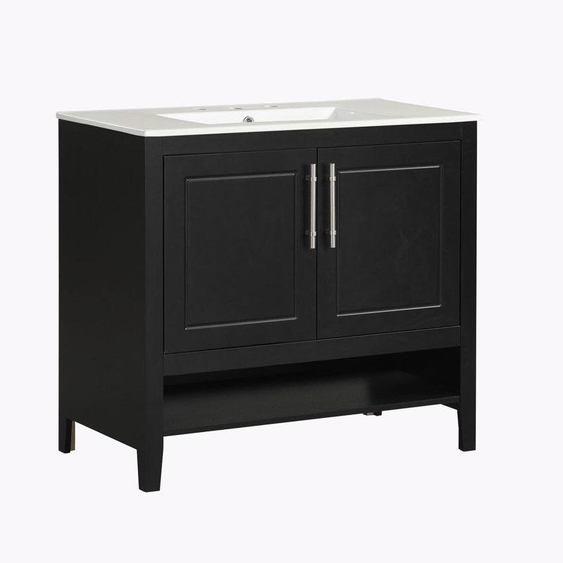Meuble-lavabo avec lavabo pour la salle de bain, Noir