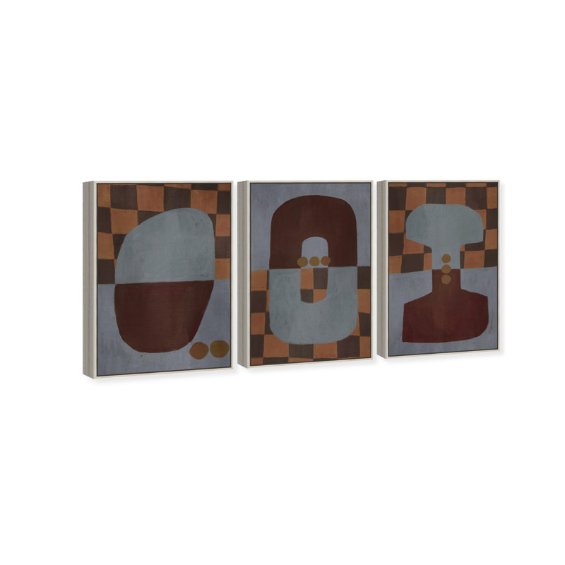 Checkered Dominos Set Set by Oliver Gal, 55" H x 37" W, Silver Floater Frame
