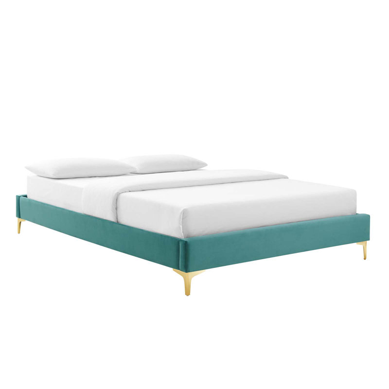 Sutton Performance Velvet Bed Frame, Teal Plainweave, Queen