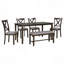 Ensemble de 6 tables de salle à manger en bois, 4 chaises en tissu et banc-964349921