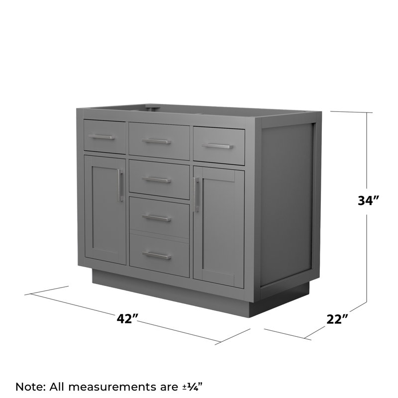 Base de meuble-lavabo simple autoportant de 41 po Beckett, Gris foncé / nickel brossé