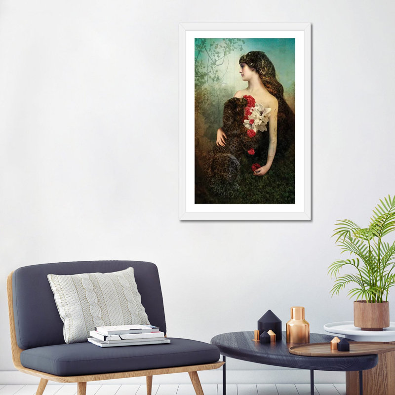 «The Prey» par Catrin Welz-Stein - impression d'art graphique, H 32 po x l 24 po x P 1 po, Papier encadré blanc, Blanc