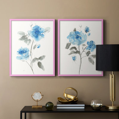 Reproduction encadrée bleue S-Premium de S esquisse - prête à être accrochée - aucun clou requis - aucun clou requis
