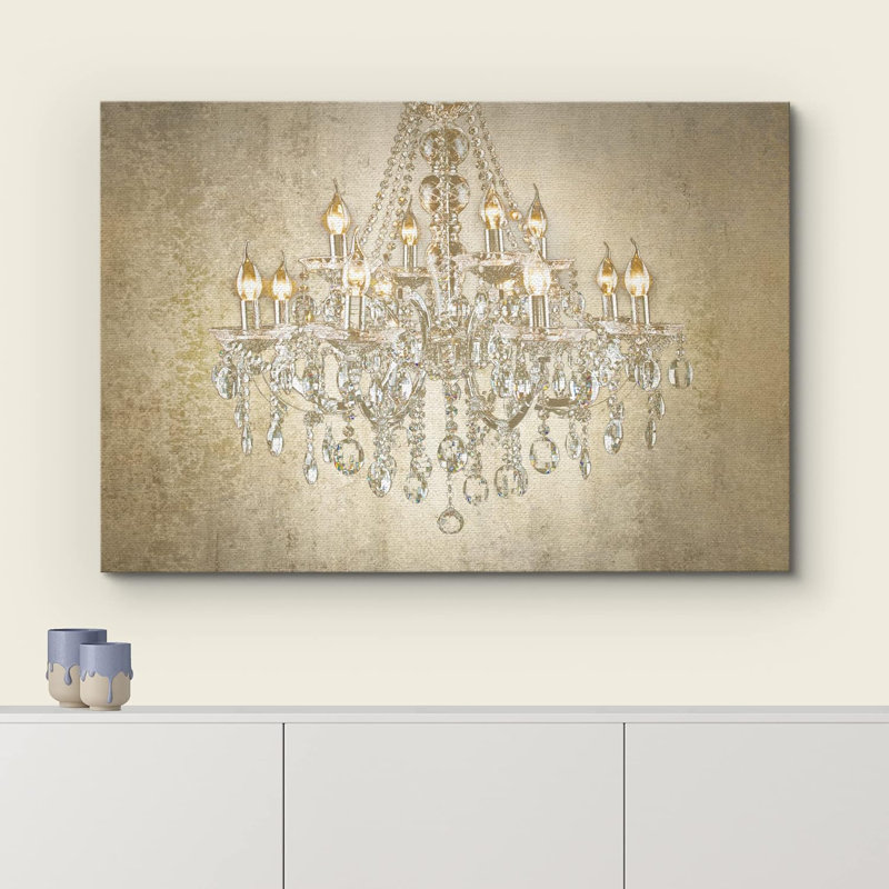 Lustre en cristal brun antique sur fond texturé, lumières décoratives, art moderne sur toile, H 24 po x l 36 po x P 1,5 po