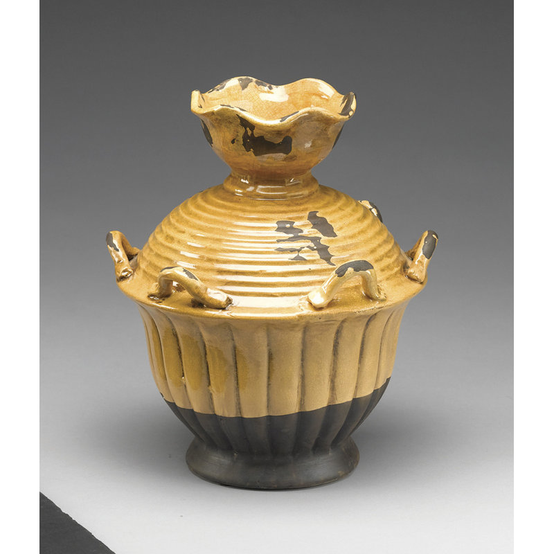 Harpa Ceramic Vase, Distressed Yellow
