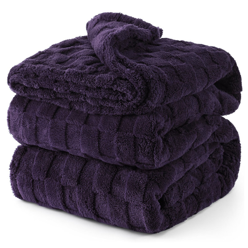 Couverture molletonnée douillette texturée, Mauve