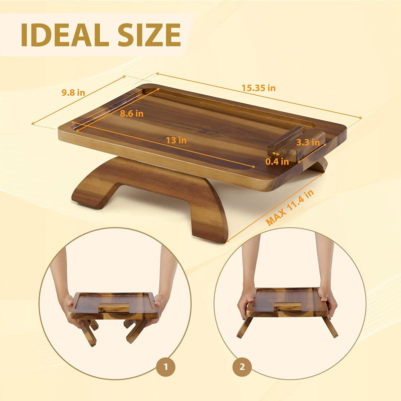 Sofa Armrest Tray, Arm Table Sofa Arm Tray Clip On Tray Table, Sofa Tray Table For Couch, Folding Snack Table With 360 Rotating Phone Bracket, Non-Slip/Flexible With Different Armrest Shapes And Width
