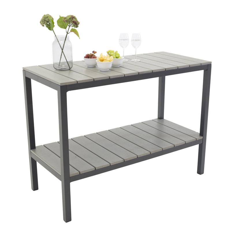 Akia Rectangular Outdoor Side Table - 125 cm W 55 cm D, Black
