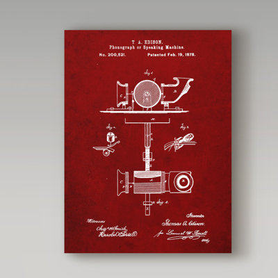 Manilo «T a Edison Phonograph», reproduction de dessin sur toile tendue