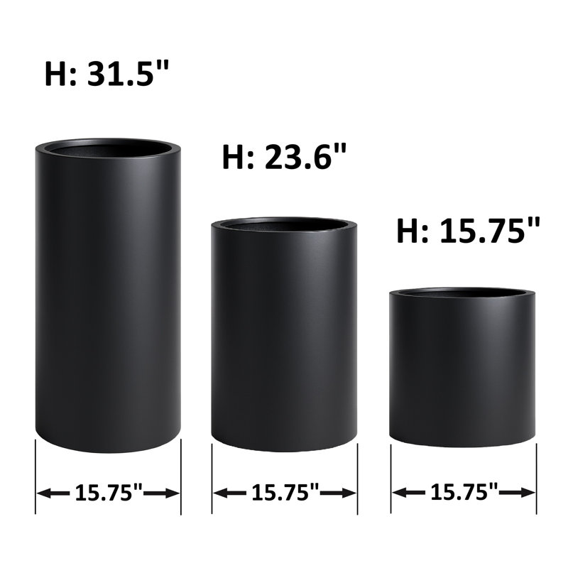 Paes Handmade Planter, 24" H x 16" W x 16" D, Black