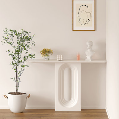 Console blanche en bois massif