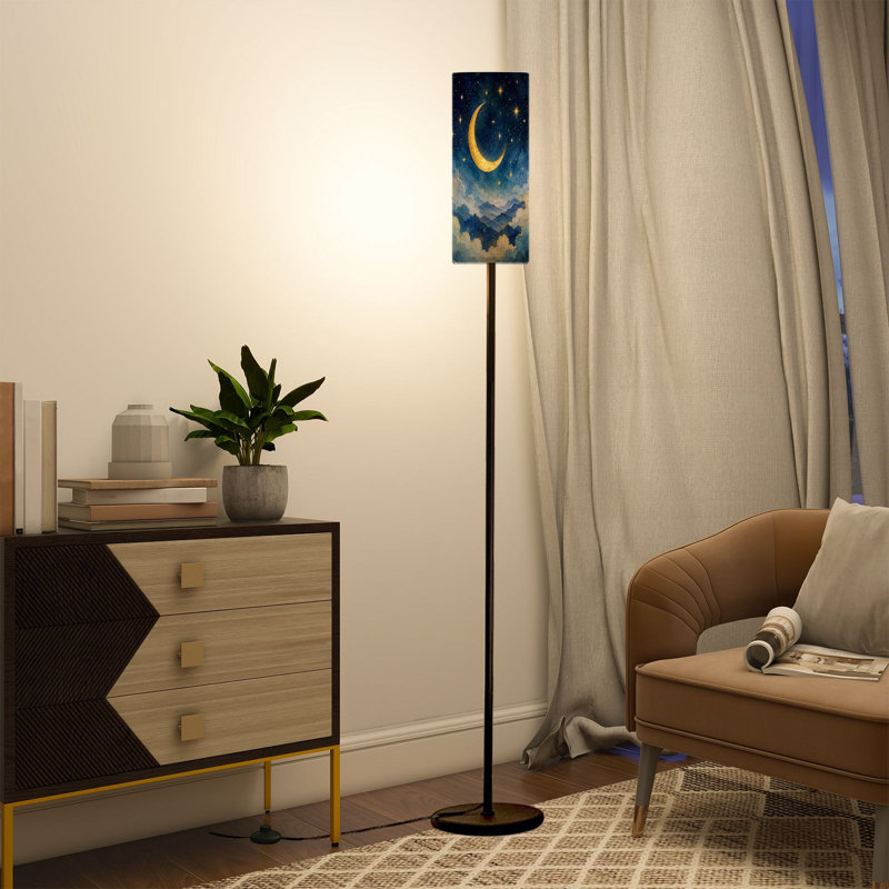  Lampe sur pied 68,5 po Crescent Moon Dreamy Starry Night Sky Stars Clouds Mountain