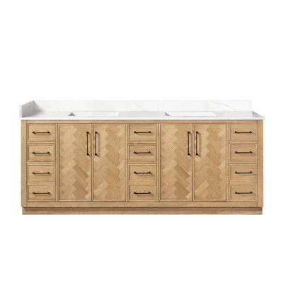 Jakarta 84" Double Bath Vanity with Silk White Quartz Stone Top