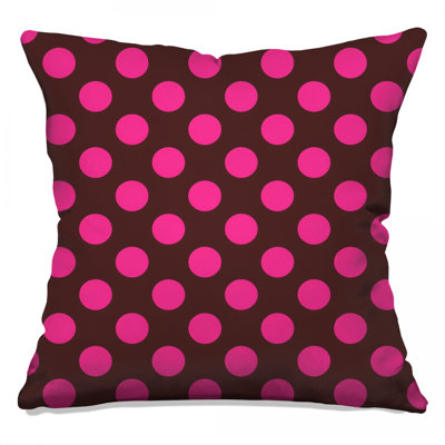 Brown Pink Polka Dots Double Sided Throw Pillows