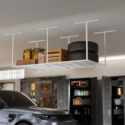 4X8FT Overhead Garage Storage Rack, 22"-40" Height Adjustable Garage Ceiling Storage Racks, Heavy Duty Metal Overhead Storage Organizer System, 800LBS Weight Capacity