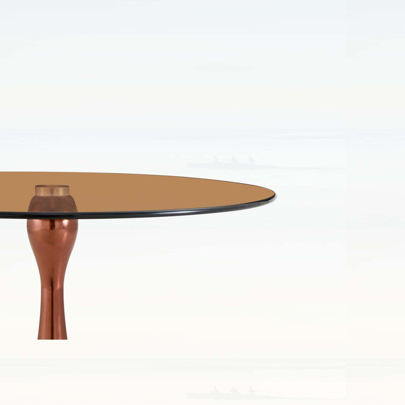 Petite table d'appoint en métal avec plateau rond en verre trempé, Brown,Rose Gold