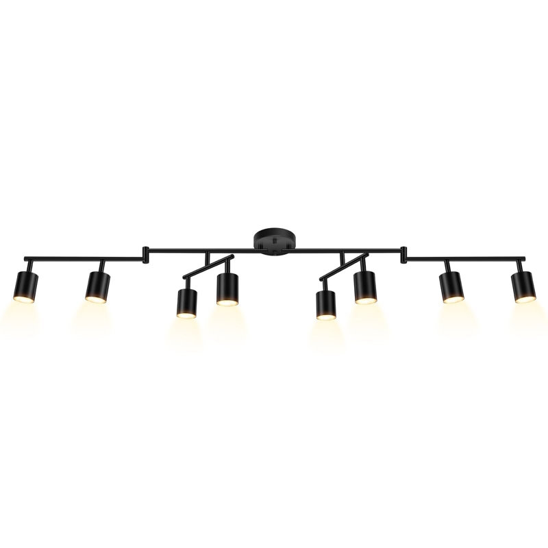 LED 8 Light Track Lighting Kit, Black 8 Way Ceiling Spot Lighting, GU10 Bulb Not Included