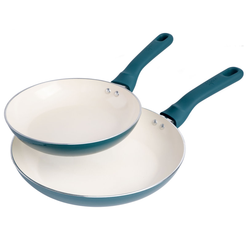 Spice by Tia Mowry 10" Non Stick Aluminum Frying Pan Set, Teal