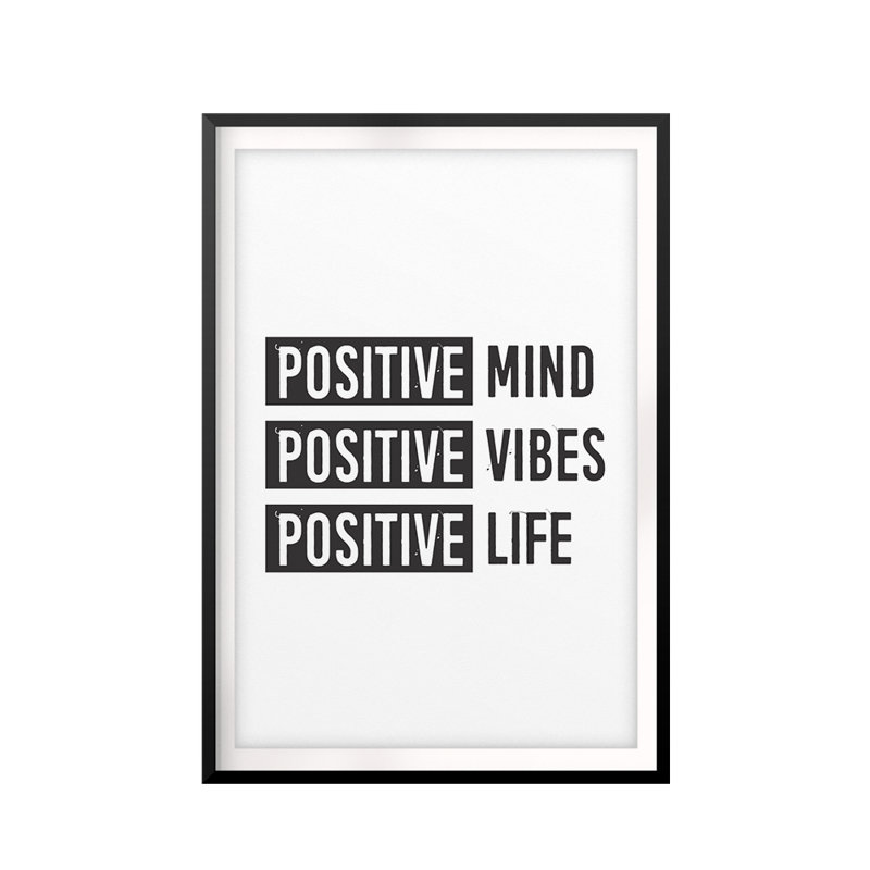 Positif, esprit positif, vibrations, vie positive - cadre photo, impression d'art textuel sur plastique