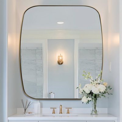 Modern Oblong Oval Bathroom Vanity Mirror | Stainless Steel Frame