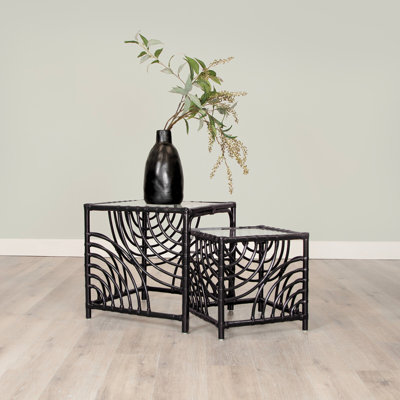 Swirl Glass Top Nesting Tables