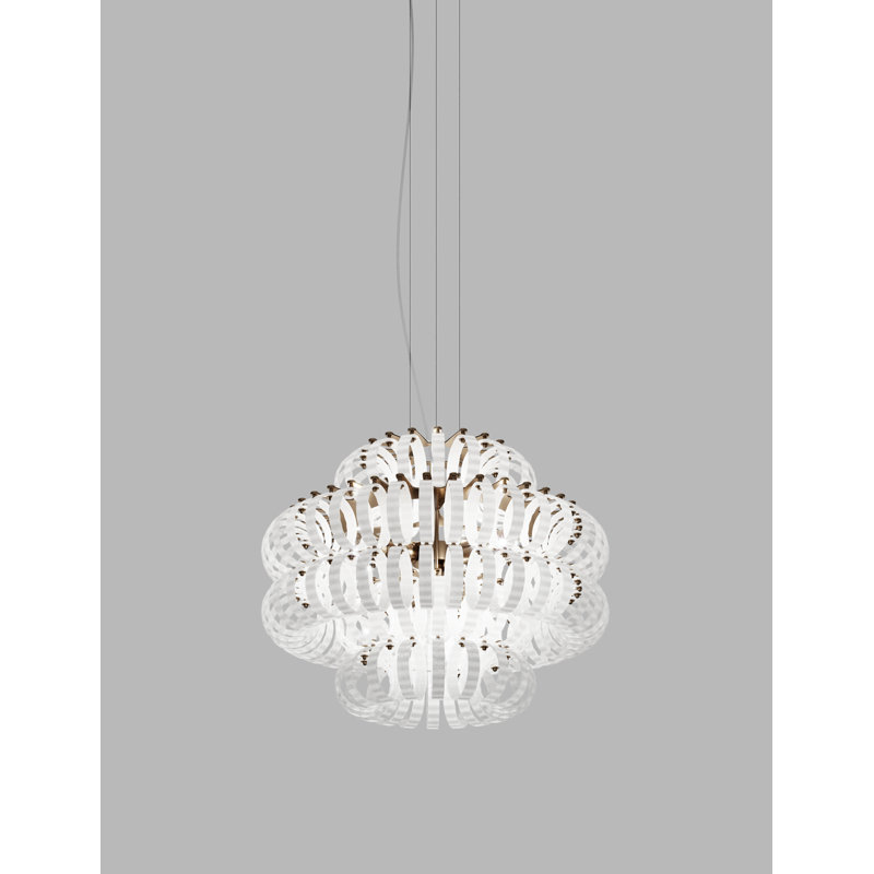 Ecos Suspension 60C White Striped Matt Bronze 2 E26 Ul, White Striped, Matte Bronze, 18" H x 24" W x 24" D