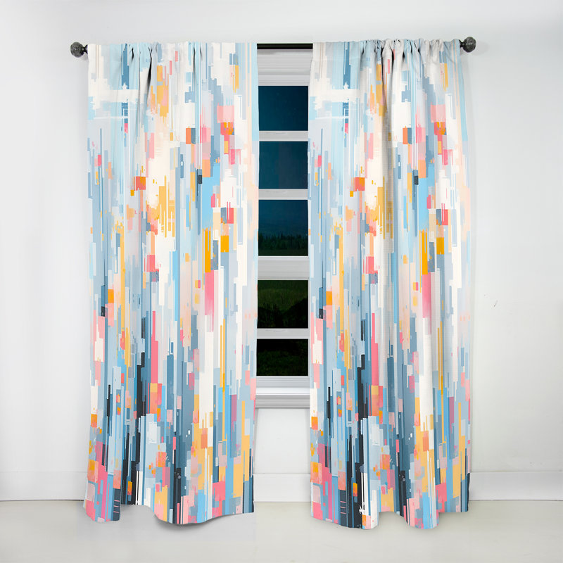 Cerisier rose moderne Modern Bold Stripes I - Rideau traditionnel - Velours obscurcissant - 1 panneau, L 52 po x L 90 po